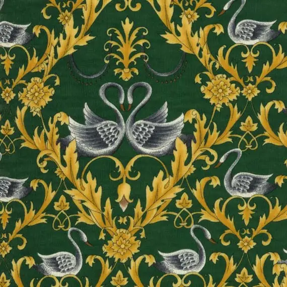 前田香枝｜Kae Maeda｜服裝面料｜雙子天鵝｜綠底