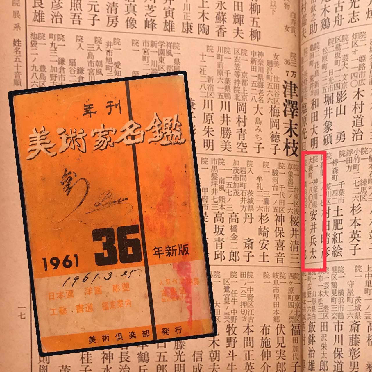 由《年刊 美術家名鑑》中「安井兵太」的名字，確認安井家族在日本美術史中的位置